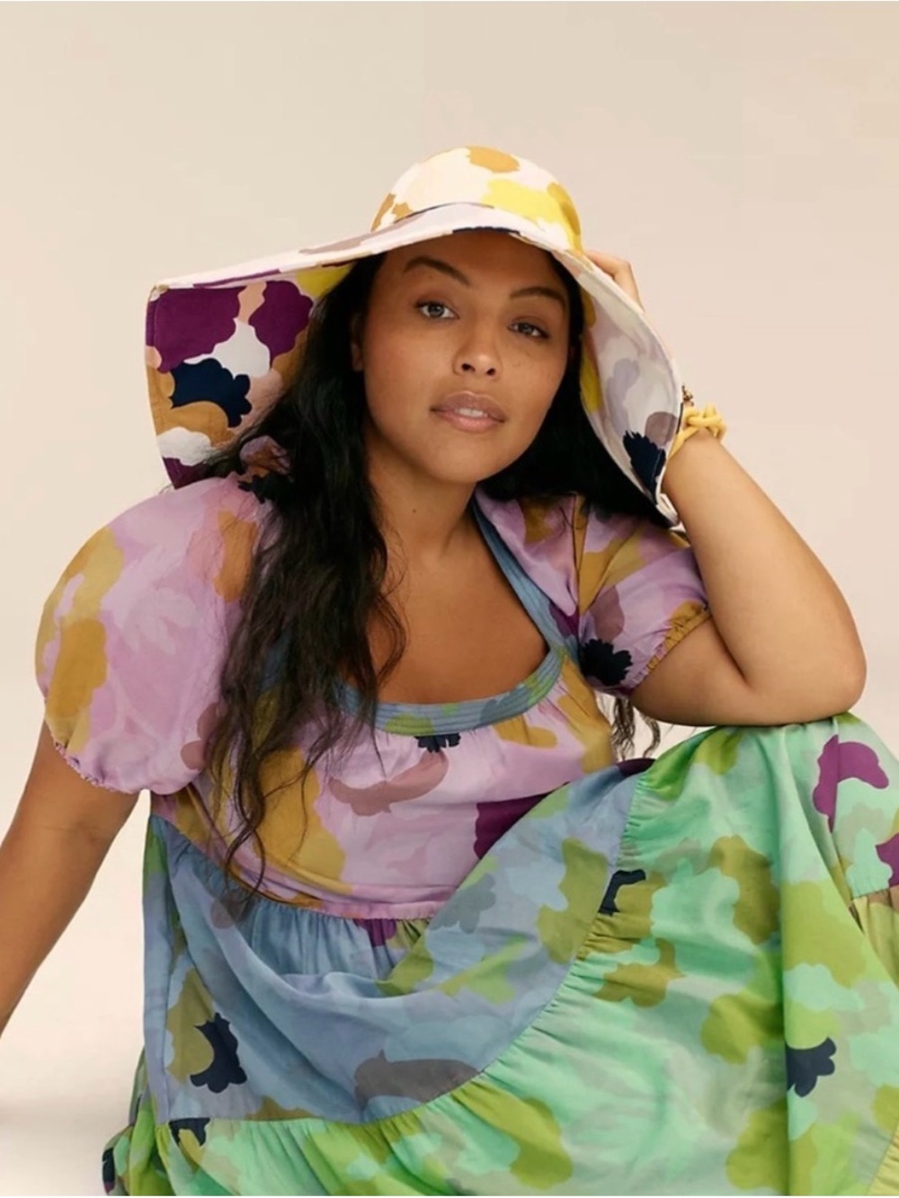 Anthropologie Caroline Wide-Brim Sun Hat - Yellow, Purple, Navy, Cream